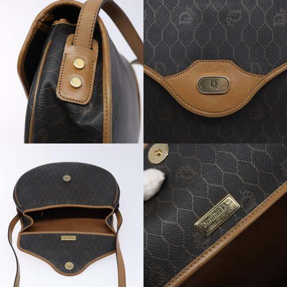 DIOR Honeycomb Canvas Shoulder Bag Pvc Black Gold - Picture 11 of 13